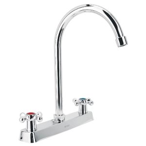 Mezcladora 8' p/fregadero, cuello curvo, manerales cruceta 45620