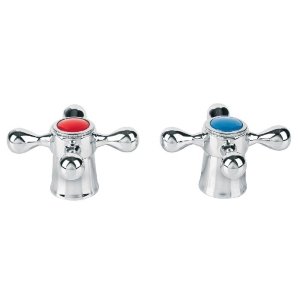 Juego de 2 manerales metálicos tipo cruceta p/lavabo, Basic 45711