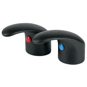 Juego de 2 manerales de palanca p/lavabo, negro mate, Aqua 45716