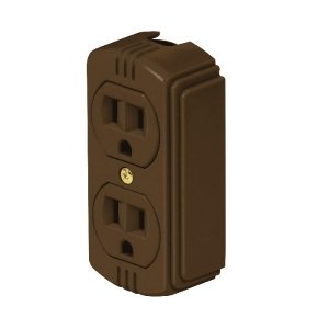 Contacto de sobreponer dúplex 2 polos+ tierra, café, Volteck 46115