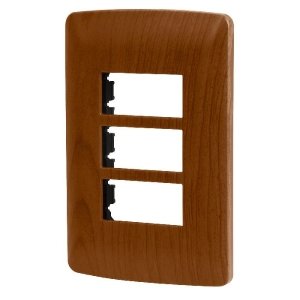 Placa 3 módulos de ABS, línea Italiana, acabado madera 46394