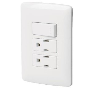 Placa armada 2 contactos e interruptor,blanco,línea Italiana 46457