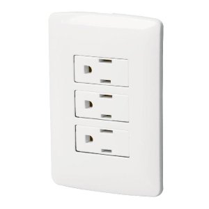 Placa armada 3 contactos aterrizados, blanco, línea Italiana 46458