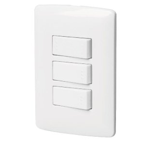 Placa armada 2 interruptores 1escalera blanco,línea Italiana 46464