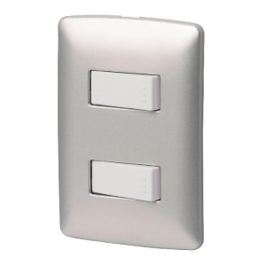 Placa armada 1 interruptor 1 escalera, plata, línea Italiana 46481