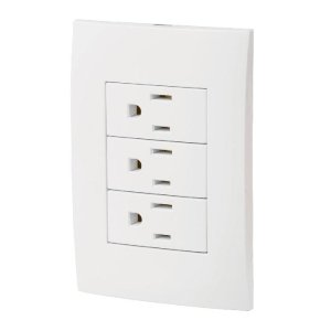 Placa armada 3 contactos aterrizados, línea Oslo, blanco 46491