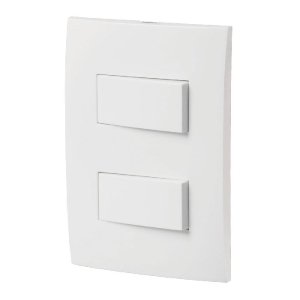 Placa armada 2 interruptores sencillos, línea Oslo, blanco 46494