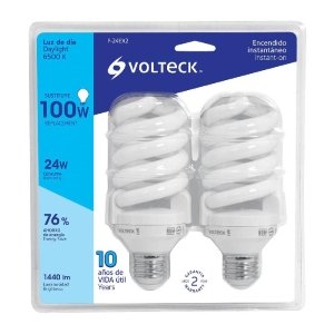 Pack 2 lámparas espiral T4 24 W luz de día, blíster, Volteck