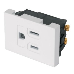 Contacto aterrizado, 1.5 módulos, línea Española, blanco 47052