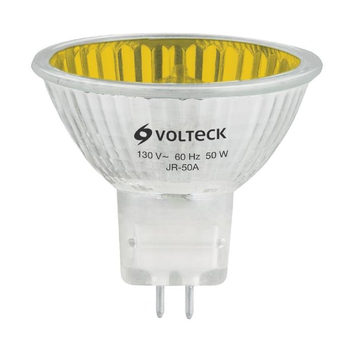 47256.jpg Lámpara de halógeno amarillo 50 W tipo MR16 en caja, Volteck 47256 - Image 1