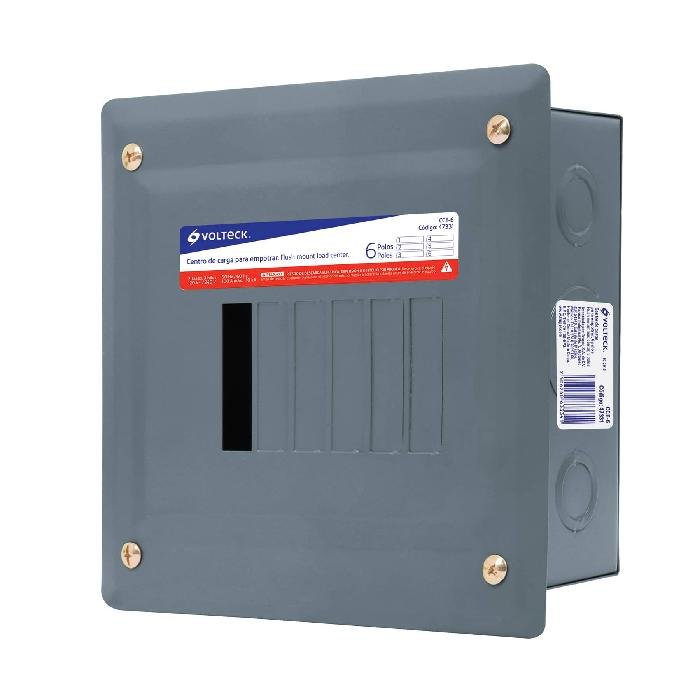 47331.jpg Centro de carga empotrable, 6 polos, Volteck 47331 - Image 1