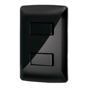 Placa armada 1 interruptor 1 escalera, negro, línea Italiana 47598