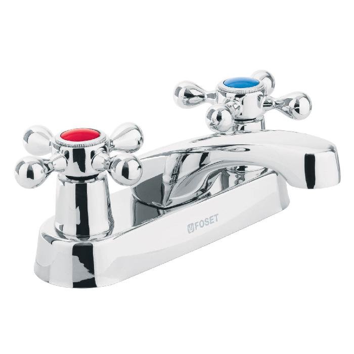 47680.jpg Mezcladora 4' para lavabo, nariz larga, manerales cruceta 47680 - Image 1