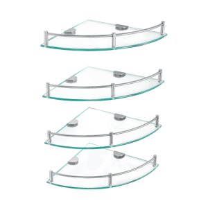 Juego de 4 repisas esquineras de vidrio, Foset Basic 47906