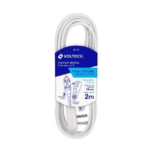 Extensión eléctrica doméstica 2 m blanca con clavija plana 48000