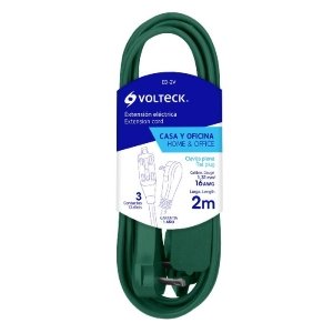 Extensión eléctrica doméstica 2 m verde con clavija plana 48002