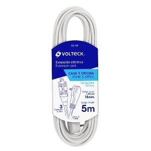 Extensión eléctrica doméstica 5 m blanca con clavija plana 48018