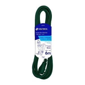 Extensión eléctrica doméstica 6 m verde con clavija plana 48026