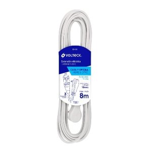 Extensión eléctrica doméstica 8 m blanca con clavija plana 48030