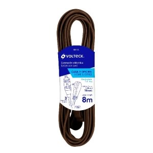 Extensión eléctrica doméstica 8 m café con clavija plana 48031
