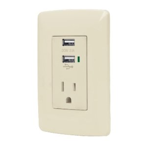 Contacto aterrizado + 2 puertos USB, marfil, línea Italiana 48064