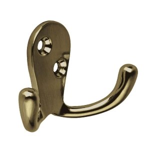 Gancho doble tipo perchero, latón antiguo, Hermex 48357