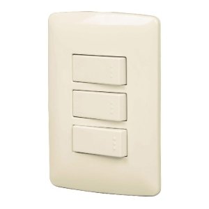 Placa armada 3 interruptores sencillos,marfil,línea Italiana 48664