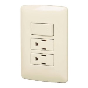 Placa armada 2 contactos e interruptor,marfil,línea Italiana 48668