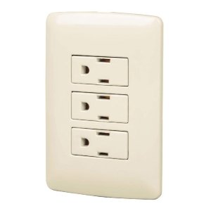 Placa armada 3 contactos aterrizados, marfil, línea Italiana 48669