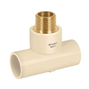 Tee rosca central macho CPVC 1/2' inserto latón, Foset 48911