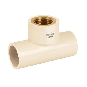 Tee rosca central hembra CPVC 1/2' inserto latón, Foset 48914
