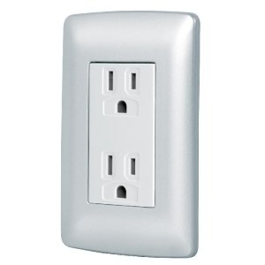 Contacto dúplex aterrizado, color plata, línea Italiana  49806
