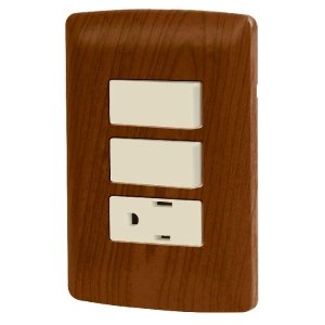 Placa armada contacto 2 interruptores,madera, línea Italiana 49936
