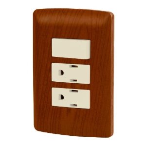 Placa armada 2 contactos e interruptor,madera,línea Italiana 49937