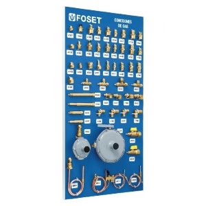 Exhibidor con conexiones de latón para gas, Foset 55786