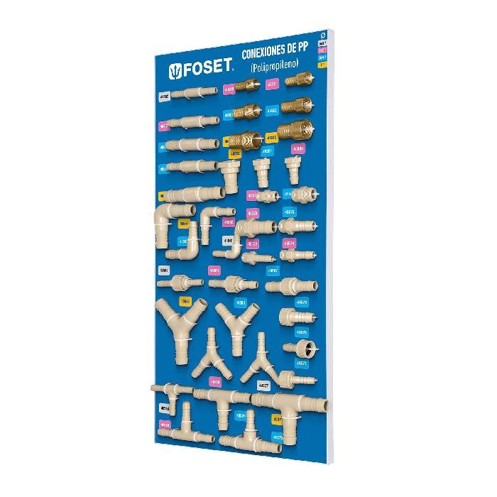 55955.jpg Exhibidor con conexiones para manguera de PP, Foset 55955 - Image 1
