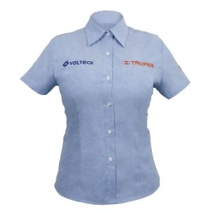 Camisa azul para dama, manga corta, talla EG, Truper 61109