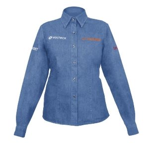 Camisa de mezclilla para dama, manga larga talla CH, Truper 62106