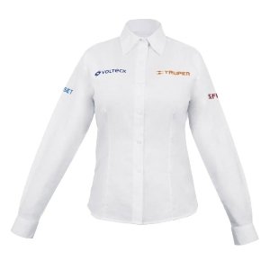 Camisa blanca para dama, manga larga talla CH, Truper 63106
