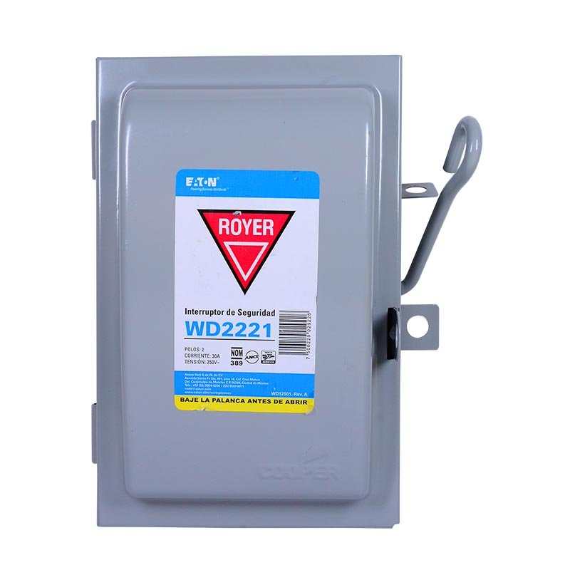 7506229029226.jpg INTERRUPTOR DE SEGURIDAD 2X30A REFORZADO ROYER WD2221 - Image 1