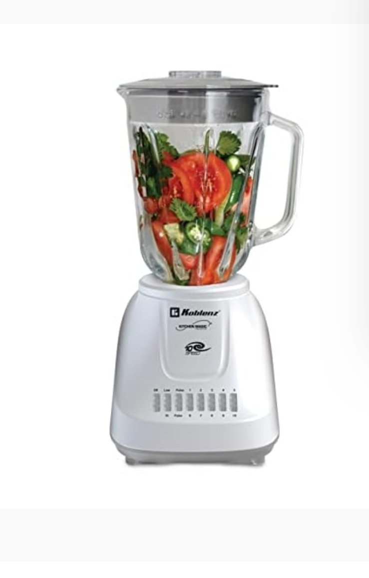 IMG_20231224_122303.jpg Licuadora Koblenz Gourmet con Vaso de Vidrio de 1.5 L, 10 Velocidades y Función de Pulso de 2 Niveles, 4 Cuchillas de Ultra-duración, Tritura Hielo, Malteadas, Purés, 500 W, Color Blanco (LKM-5910 VB) - Image 1