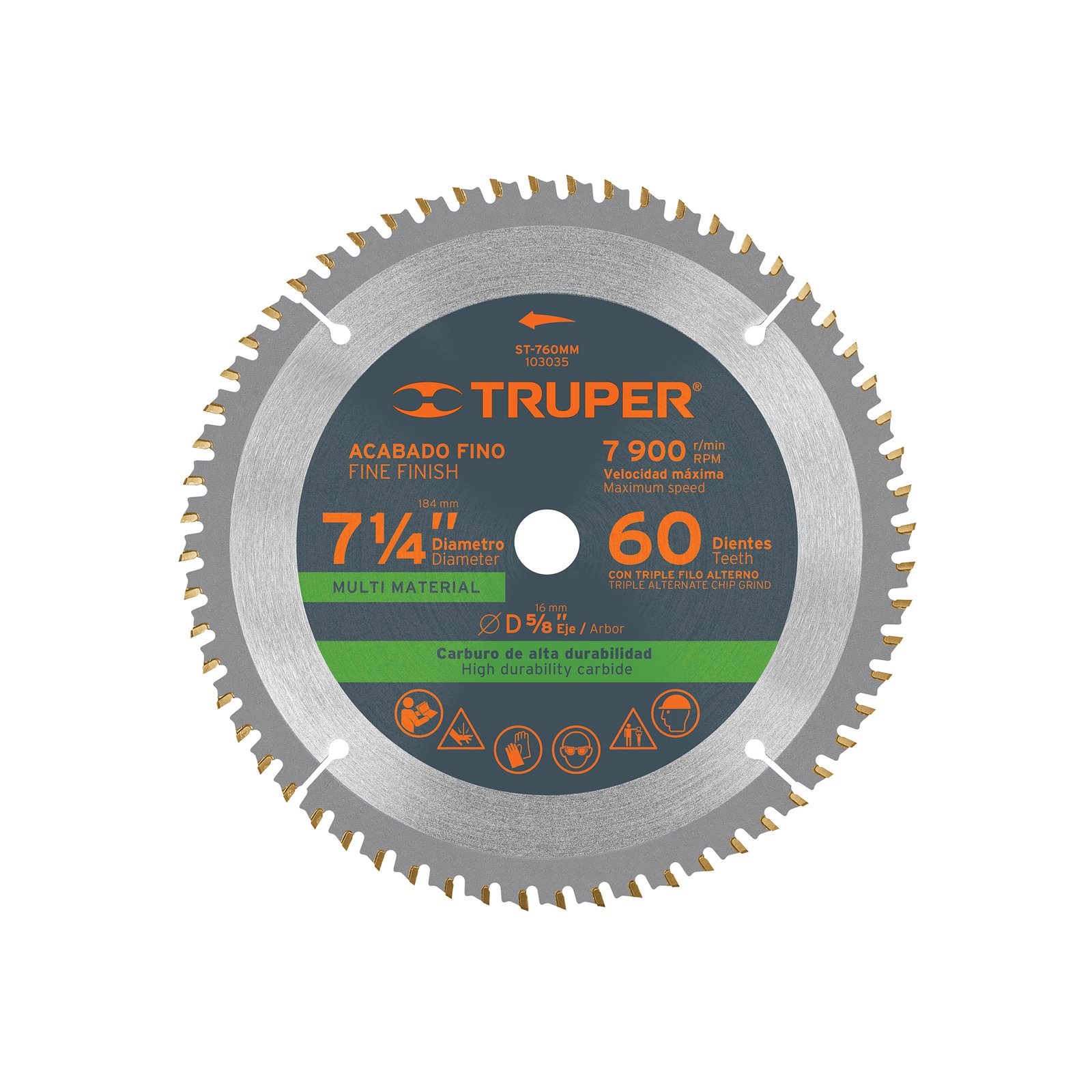ST-760MM.jpg Disco sierra 7-1/4' multimaterial, 60 dientes centro 5/8' - Image 1